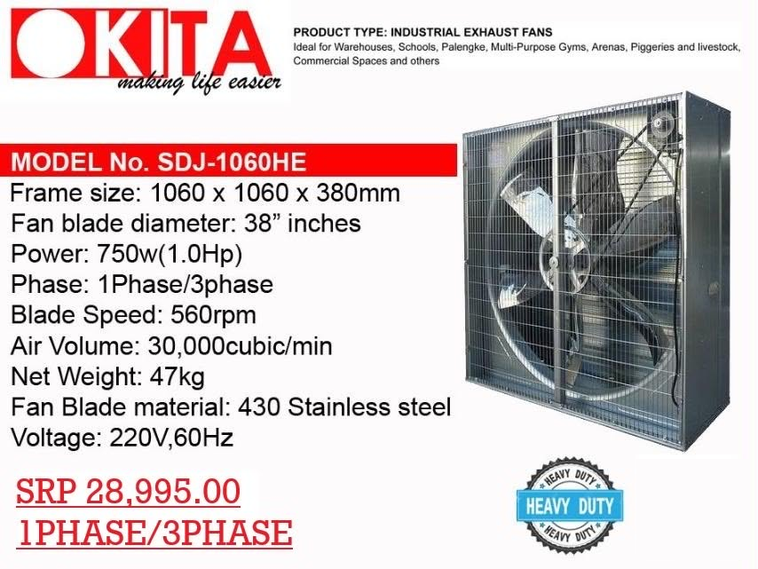 OKITA industrial exhaust fan SDJ-1060HE product flyer