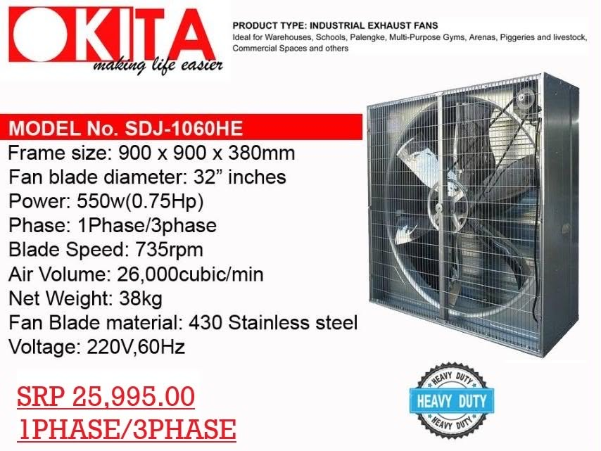 OKITA industrial exhaust fan SDJ-900HE product flyer