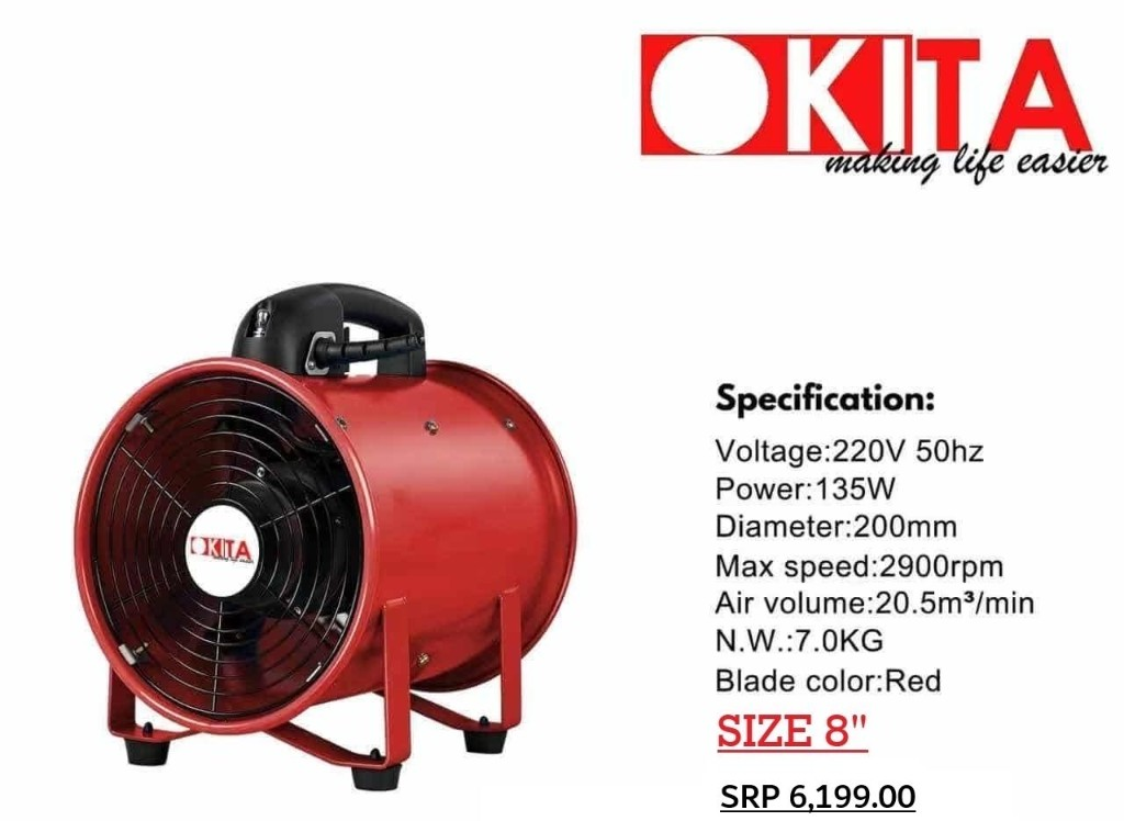 OKITA portable ventilator fan 8 inch product flyer