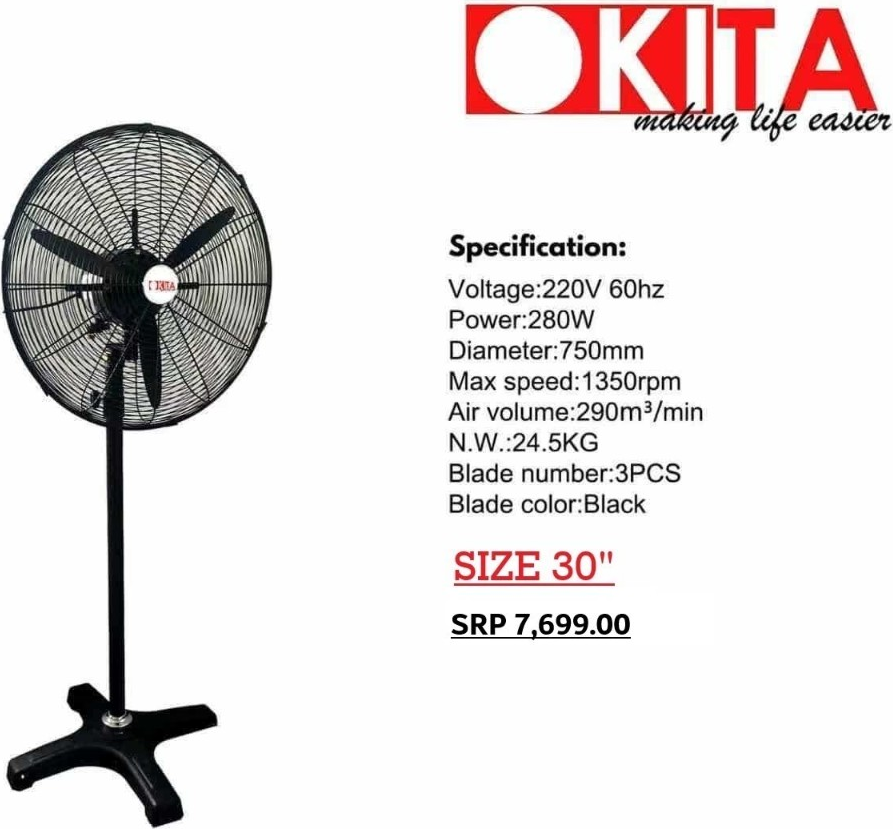 OKITA stand fan 30 inch product flyer